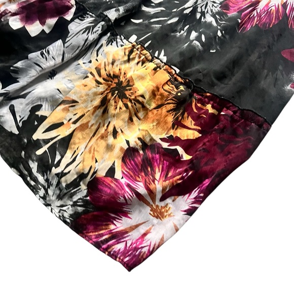 Floral Flowy Black Purple Yellow White Maxi Dress Adjustable Straps Size Small - Picture 3 of 5